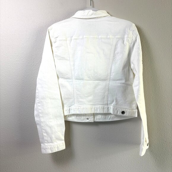 Ann Taylor Loft Jean Jacket Womens L White Denim Button Up Stretch NWT - Picture 3 of 11